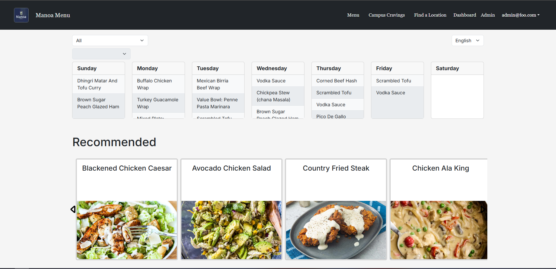 Dashboard Page