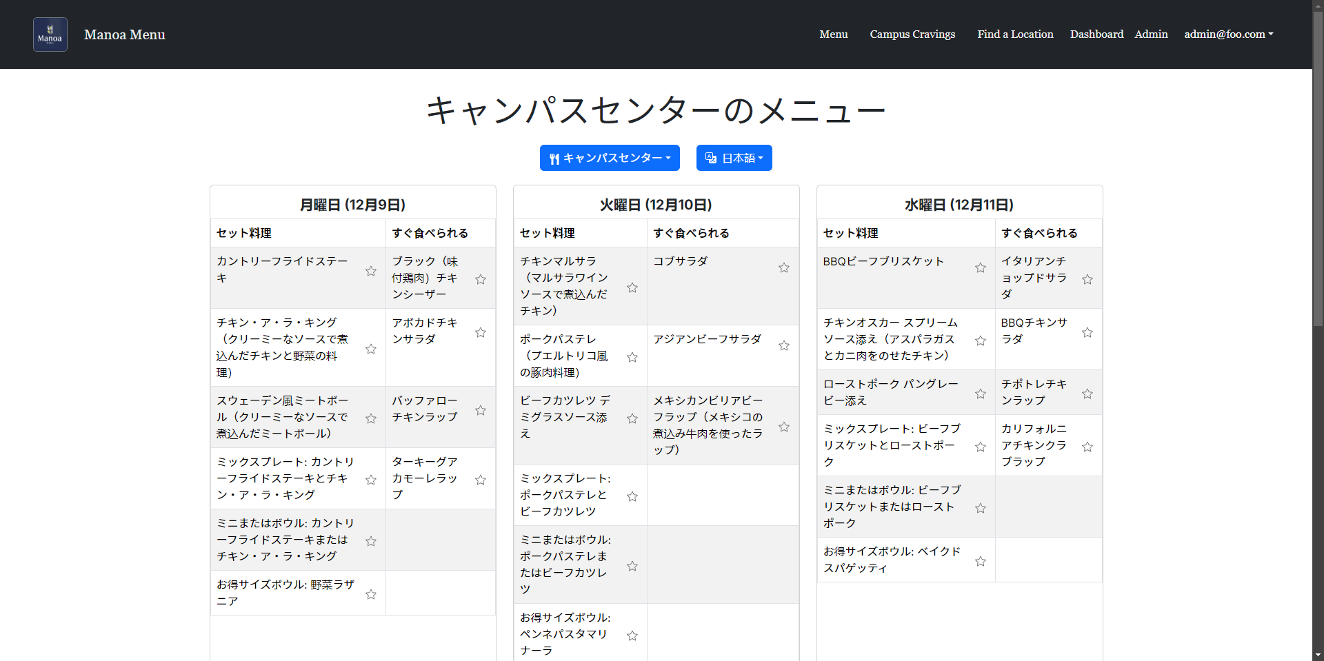 Menu Translated